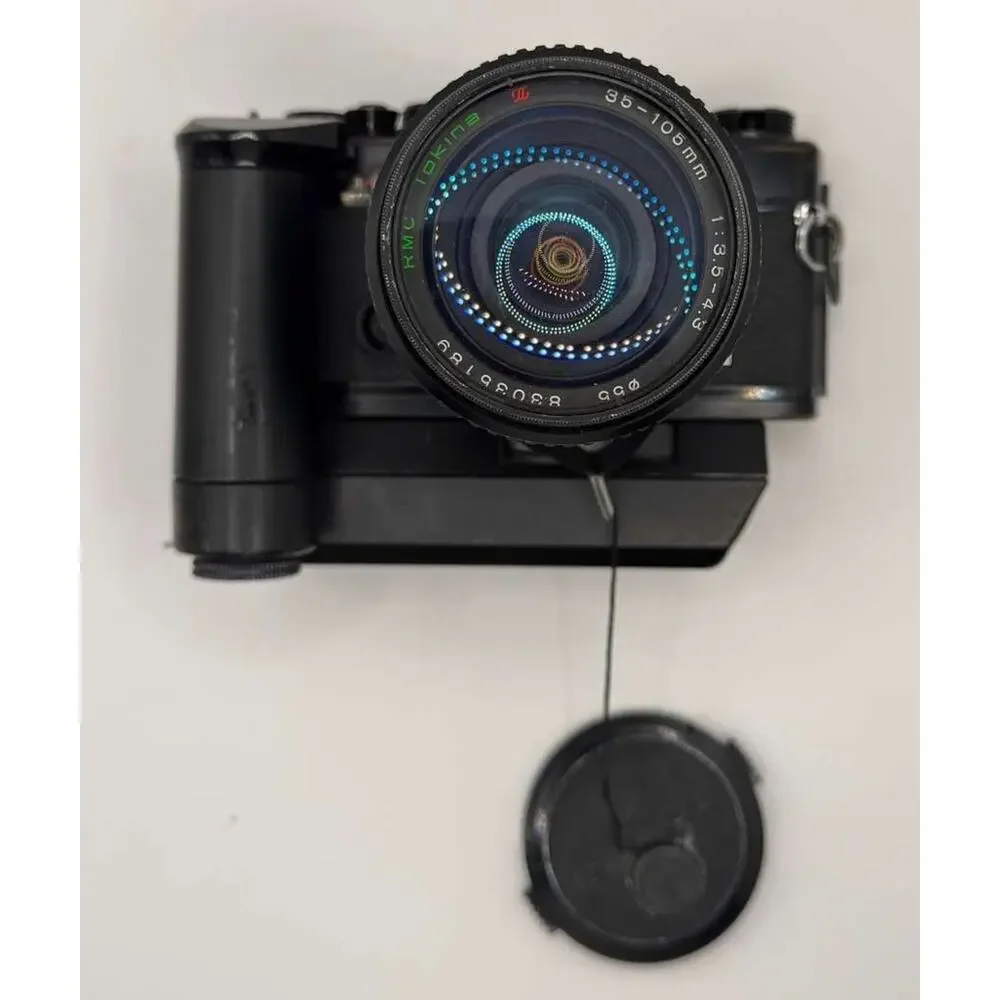 Olympus OM-1 35mm Film Camera w/ Tokina 35-105mm Lens Winder Case Tested Works